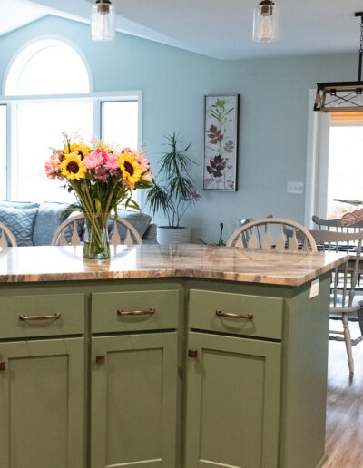 Newly remodeled kitchen island