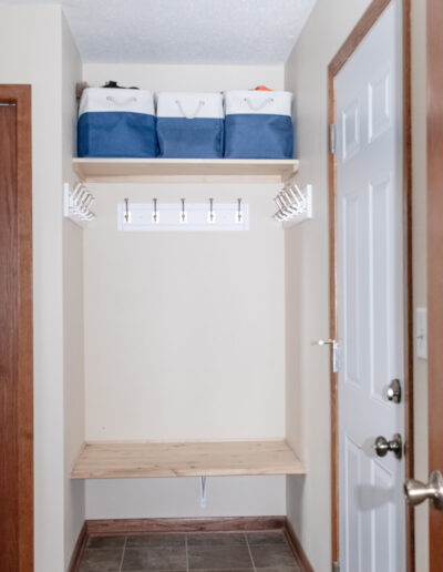 Remodeled entry way seating and storage