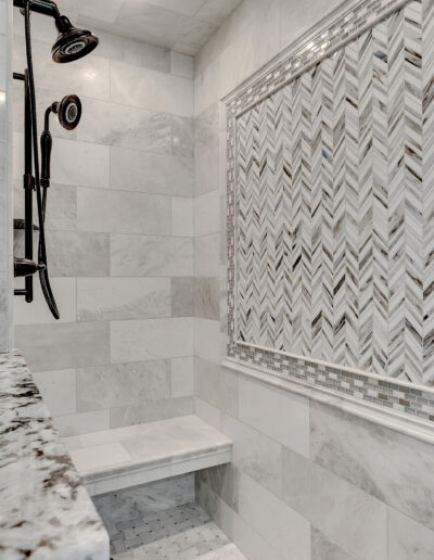 Close up of shower tile
