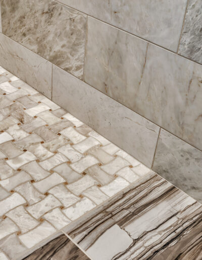 Close up of shower tile